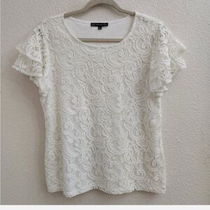 Adrianna Papell Ivory Lace Top L